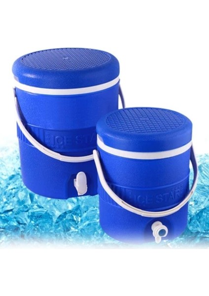 Mavi Renkli Plastik Ikili Termos Seti – Pratik Kullanım (6 L ve 16 L)