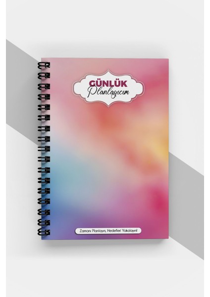 Renkli Desen Günlük Planlayıcı - 90 Sayfa - Tarihsiz Ajanda (A5) Planlayıcı Defter