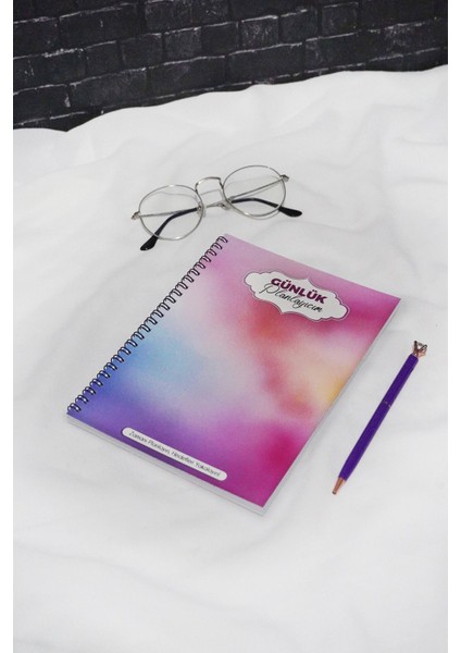 Renkli Desen Günlük Planlayıcı - 90 Sayfa - Tarihsiz Ajanda (A5) Planlayıcı Defter modelleri