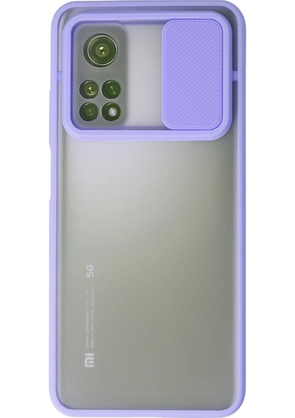 Xiaomi Mi 10T Kılıf Palm Buzlu Kamera Sürgülü Silikon - Lila Arbkd