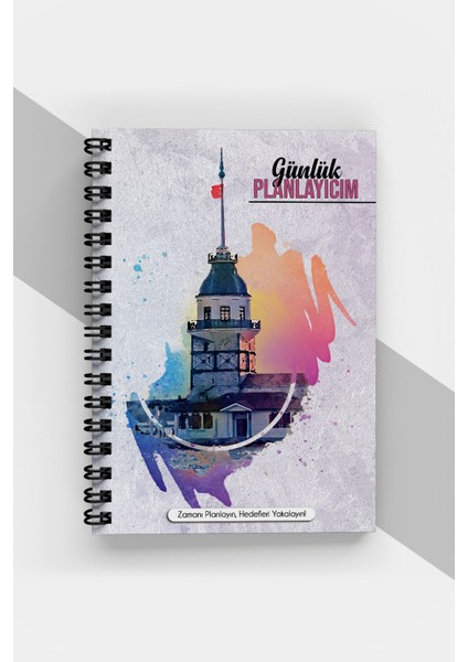 Kız Kulesi Tasarım Günlük Planlayıcı - 90 Sayfa - Tarihsiz Ajanda (A5) Istanbul - Planlama Defteri