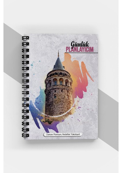Galata Kulesi Tasarım Günlük Planlayıcı - 90 Sayfa - Tarihsiz Ajanda (A5) Istanbul Planlama Defteri