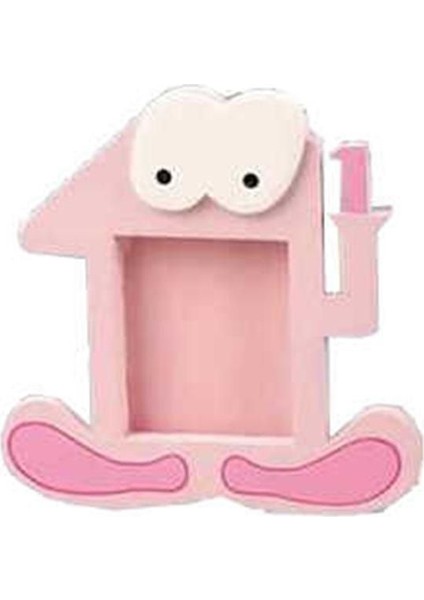 Pembe Ahşap Çerçeve 1 Yaş, 10 Adet, En 6cm, Boy 9cm