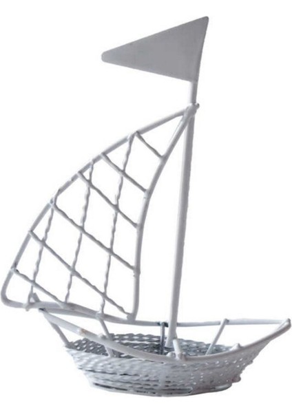Beyaz Gemi Metal Dekoratif Obje, 1 Adet, Çok Renkli, Şık ve Modern Tasarım