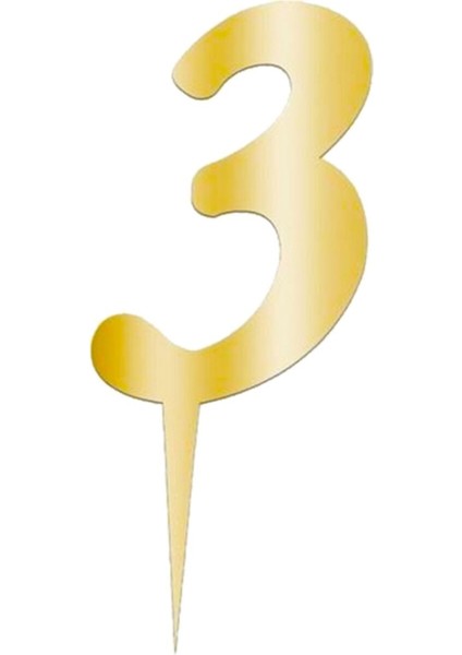 Altın Renkli Pleksi Rakam Pasta Süsü 12,5cm x 5cm, 1 Adet