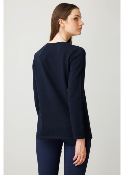 Kadın Sıfır Yaka Dantel Çiçek Işlemeli Ligralı Bluz K.lacivert fırsatları