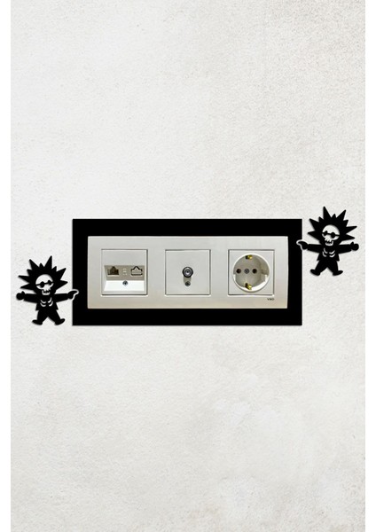 Elektrik Çarpan Çocuk Tasarım 3lü Priz Çerçevesi (Iç Ölçü 22,75X8,4 Cm) Üçlü Dekoratif Priz Susu