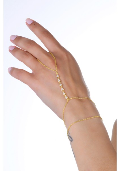 Gümüş Altın Yaldızlı Zirkon Taşlı Piramit Modeli Şahmeran SGTL13006GOLD