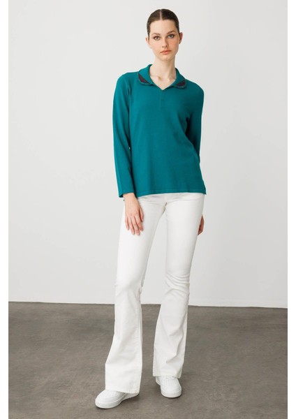 Kadın Polo Yaka Likralı Bluz A.Ö.Başı indirimleri