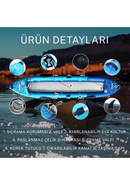 3 Kişilik Şişme Kano | Şişme Kayak | Kürek, Pompa, Koltuk Dahil Set modelleri