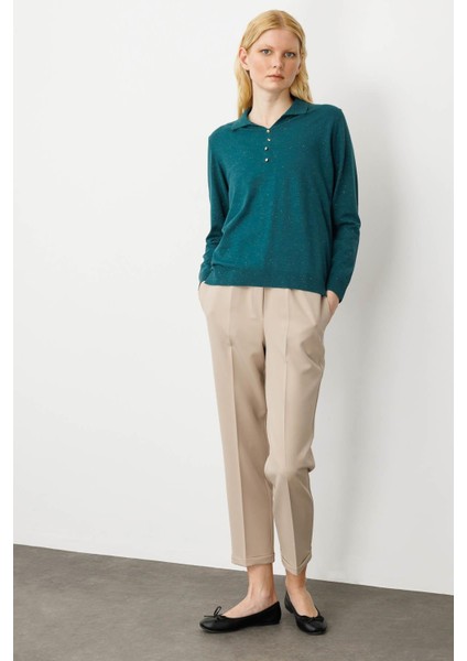 Kadın Polo Yaka Angelina Basic Bluz Yeşil indirimleri