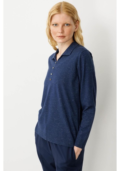 Kadın Polo Yaka Angelina Basic Bluz Lacivert fırsatları