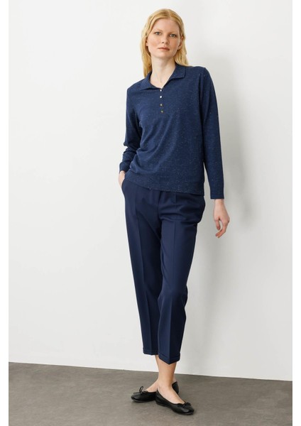 Kadın Polo Yaka Angelina Basic Bluz Lacivert indirimleri