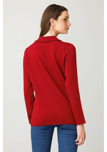 Kadın Polo Yaka Likralı Bluz K.Kırmızı modelleri