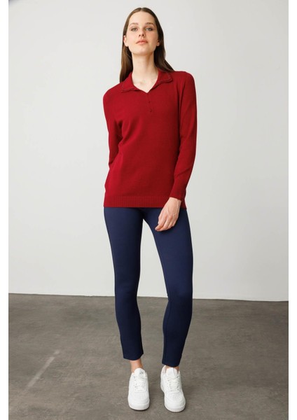 Kadın Polo Yaka Nakış Işlemeli Ligralı Bluz Vişne indirimleri