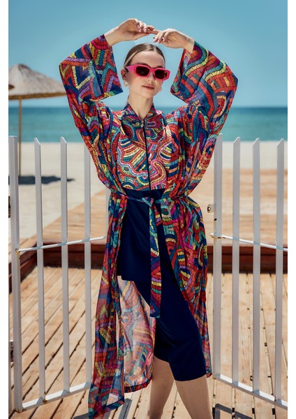 Remsa Tesettür Mayo Üzerine Tek Kaftan Kimono Pareo LACIVERT01 RP029 Tuna fiyatları