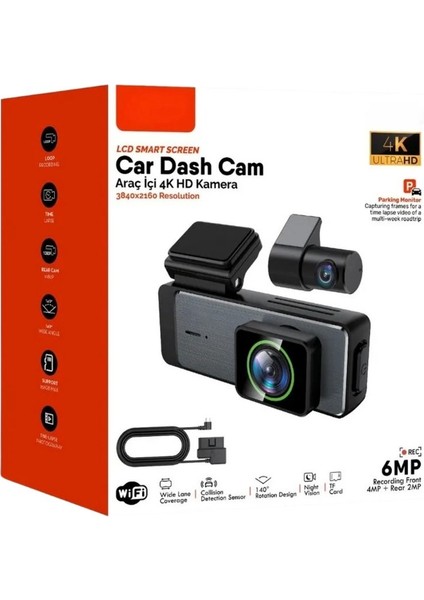 ZLM70 4K Hd 4+2 Mp Araç Içi Ön ve Arka Kamera Dashcam indirimleri