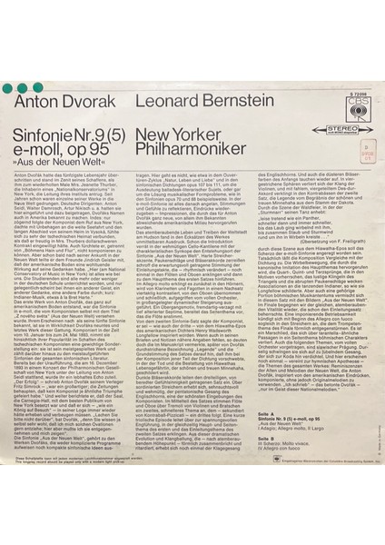 Anton Dvorak Sinfonie Nr.9 Leonard Berstein Classic Lp Plak fiyatları
