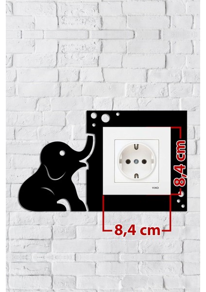 Sevimli Fil Tasarım Priz Çerçevesi (Iç Ölçü 8,4x8,4 Cm) Dekoratif Priz - Anahtar Çerçeves