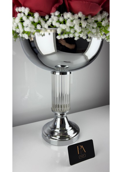 Kristal Metal Saksıda Yapay Şakayık Kız Isteme Çiçeği Nişan Sevgili Söz Aranjmanı Masa Çiçeği Dekoru fiyatları