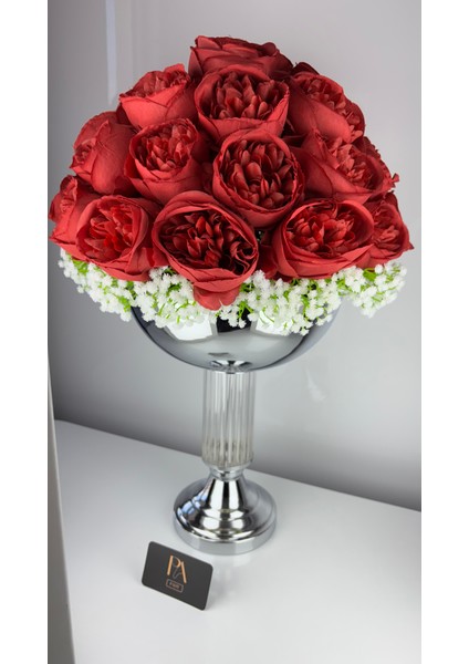 Kristal Metal Saksıda Yapay Şakayık Kız Isteme Çiçeği Nişan Sevgili Söz Aranjmanı Masa Çiçeği Dekoru fırsatları