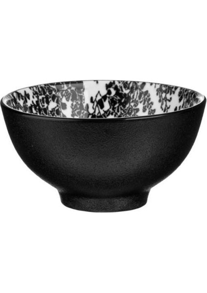 Siyah Çiçek Desen 6'lı Kase/çerezlik 9,5cm