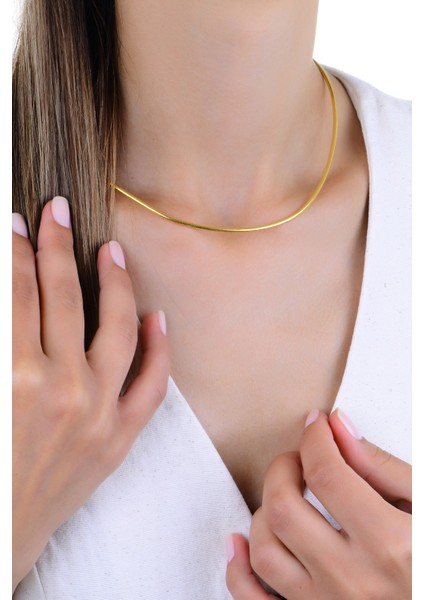 Gümüş Altın Yaldızlı Italyan Model Silindir Şekilli Kolye SGTL12953GOLD