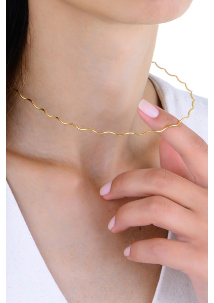 Gümüş Altın Yaldızlı Italyan Model Dalgalı Kolye SGTL12952GOLD fiyatları