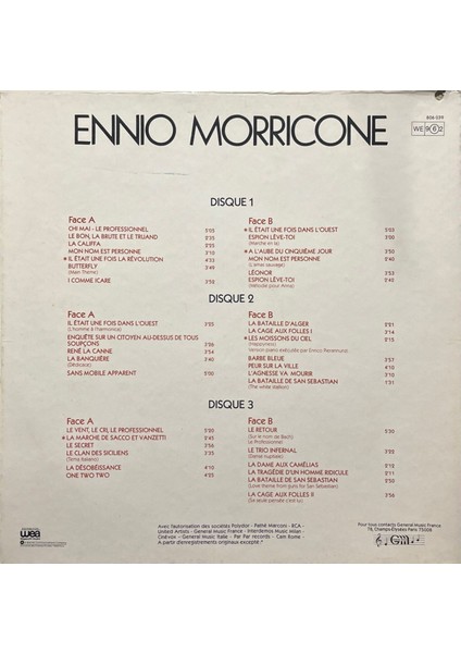 Ennio Morricone – Ennio Morricone (3 Lp) Box Set Plak fiyatları