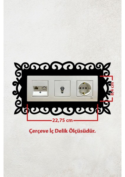 Şık Desen Tasarım 3lü Priz Çerçevesi (Iç Ölçü 22,75X8,4 Cm) Üçlü Dekoratif Çerçeve - Duvar Süsü fiyatları