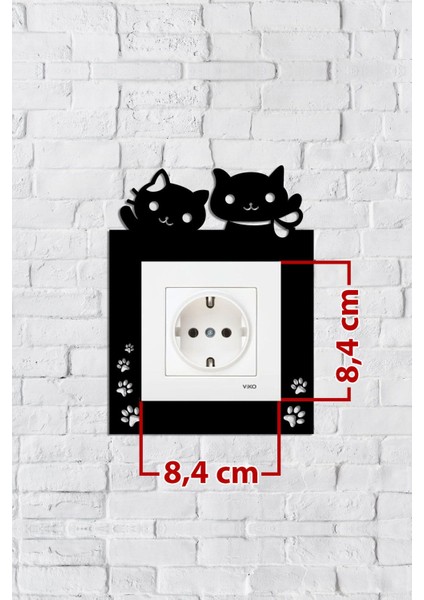 Sevimli Kedi Tasarım Priz Çerçevesi (Iç Ölçü 8,4x8,4 Cm) Dekoratif Priz - Anahtar Çerçevesi fiyatları