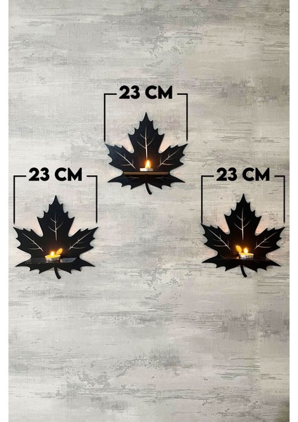 Dekoratif Yaprak Desen Duvar Rafı 3 Lü Set (23 Cm) Duvar Mumluğu - Mumluk Raf fiyatları