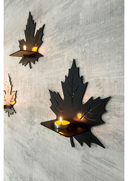 Dekoratif Yaprak Desen Duvar Rafı 3 Lü Set (23 Cm) Duvar Mumluğu - Mumluk Raf fırsatları
