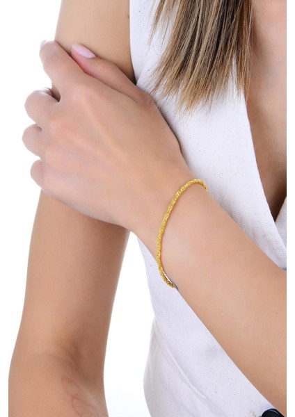 Gümüş Altın Yaldızlı Top Zincir Detaylı Burgulu Italyan Bileklik SGTL12943GOLD fiyatları