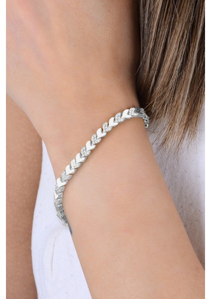 Gümüş Rodyumlu Zirkon Taşlı Yaprak Yolu Bileklik SGTL12899RODAJ modelleri