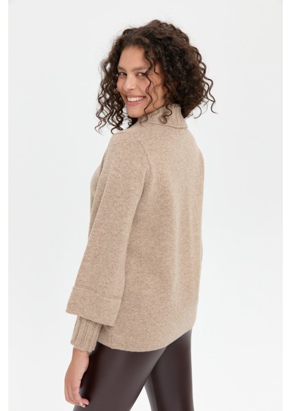 Kadın Dik Yaka Truvakar Kol Kısa Yün Ceket K.bej indirimleri