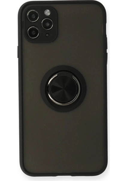 iPhone 11 Pro Kılıf Montreal Yüzüklü Silikon Kapak - Siyah