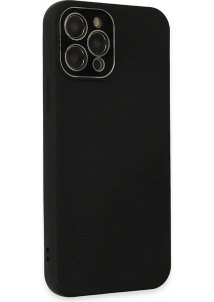 iPhone 12 Pro Max Kılıf Lansman Glass Kapak - Siyah modelleri