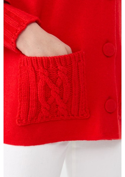 Kadın Dik Yaka Truvakar Kol Kısa Yün Ceket Mercan fırsatları