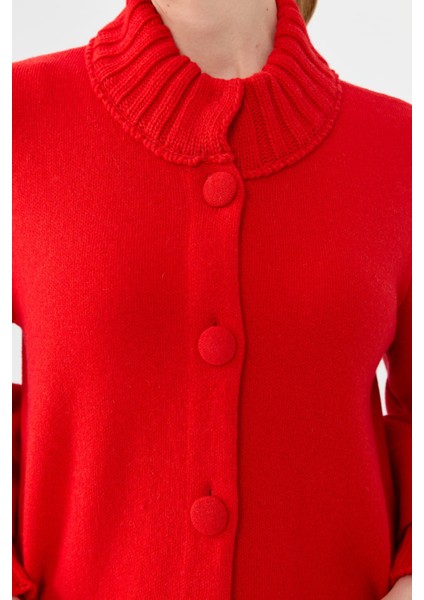 Kadın Dik Yaka Truvakar Kol Kısa Yün Ceket Mercan indirimleri