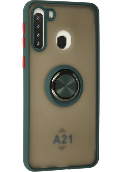 Samsung Galaxy A21 Kılıf Montreal Yüzüklü Silikon Kapak - Yeşil fiyatları