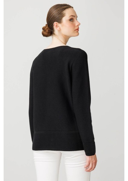 Kadın V Yaka Sahte Cepli Düğmeli Hırka Siyah modelleri