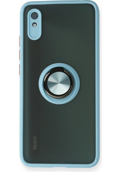 Xiaomi Redmi 9A Kılıf Montreal Yüzüklü Silikon Kapak - Buz Mavi Arbkd
