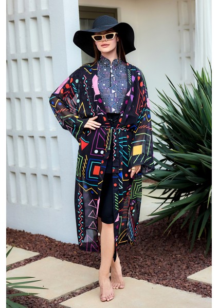 Remsa Tesettür Mayo Üzerine Tek Kaftan Kimono Pareo SIYAH01 RP025 Canan indirimleri