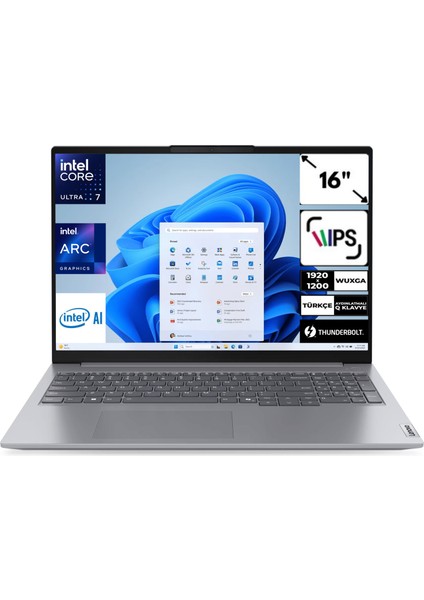 Thinkbook 16 G7 Iml Ultra 7 155H 16 GB Ddr5 2 Tb SSD Windows 11 Pro Arc Graphics 16" Wuxga Taşınabilir Bilgisayar 21MS008RTRCB3