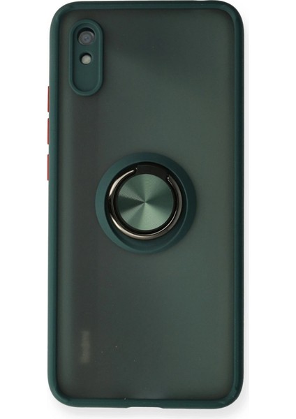 Xiaomi Redmi 9A Kılıf Montreal Yüzüklü Silikon Kapak - Yeşil Arbkd