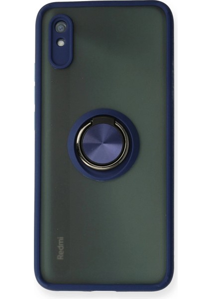Xiaomi Redmi 9A Kılıf Montreal Yüzüklü Silikon Kapak - Lacivert Arbkd