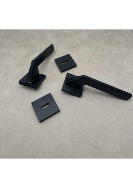 Rivax Anka Mat Siyah Zamak Kare Rozetli Oda Kapı Kolu 1 Takım modelleri