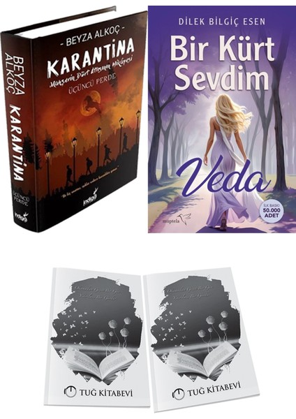 Bir Kürt Sevdim Veda ve Karantina 3 Ciltli Beyza Alkoç 2li Set + Hediyeli