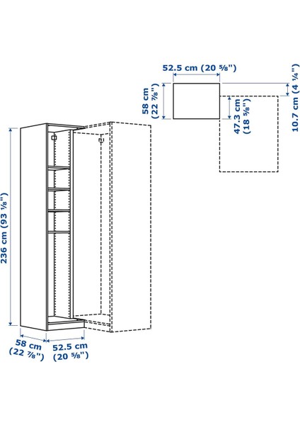 Ek Köşe Ünitesi, Ağartılmış Meşe Görünümlü, 53X58X236 cm fırsatları